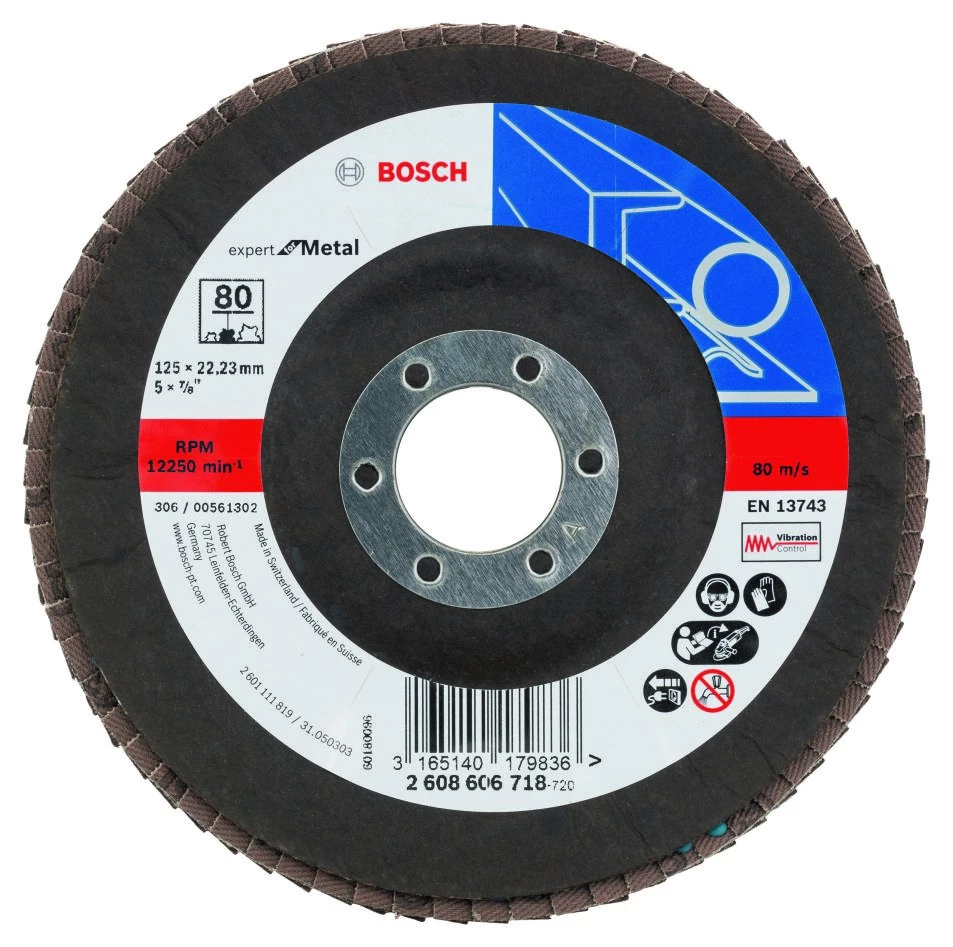Bosch Bleu Accessoires Disque Fibreu Et Abrasif Disque à Lamelles X551, Expert Pour Le Métal D= 125 Mm ; K= 80, Courbé 1 Bosch Bleu Accessoires Disque Fibreu Et Abrasif Disque à Lamelles X551, Expert Pour Le Métal D= 125 Mm ; K= 80, Courbé